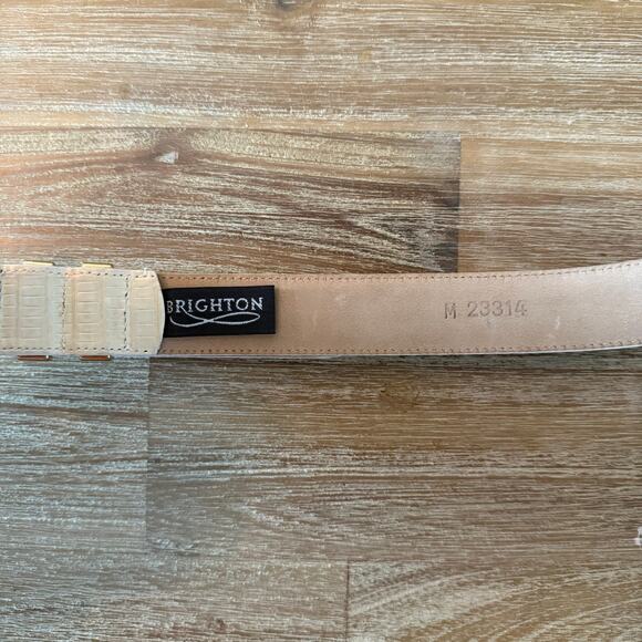 Brighton Vintage 1996 Cream Leather Belt Gold Hardware Country Small Medium 34" - Picture 4 of 9